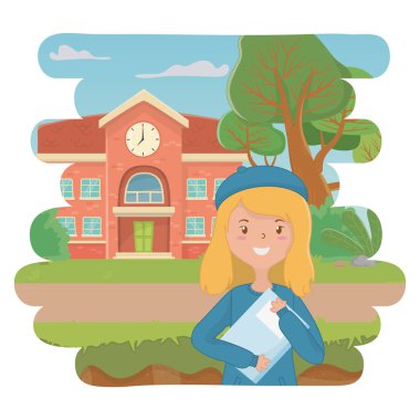 Okul tasarım kız karikatür