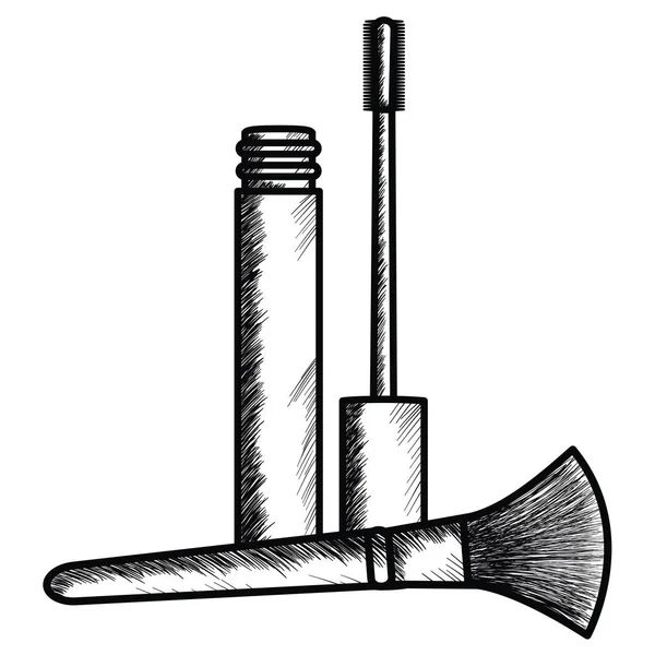 Ciglia e pennello compongono l'icona del disegno — Vettoriale Stock