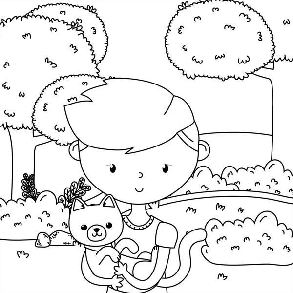 Kedi karikatür tasarımı ile çocuk