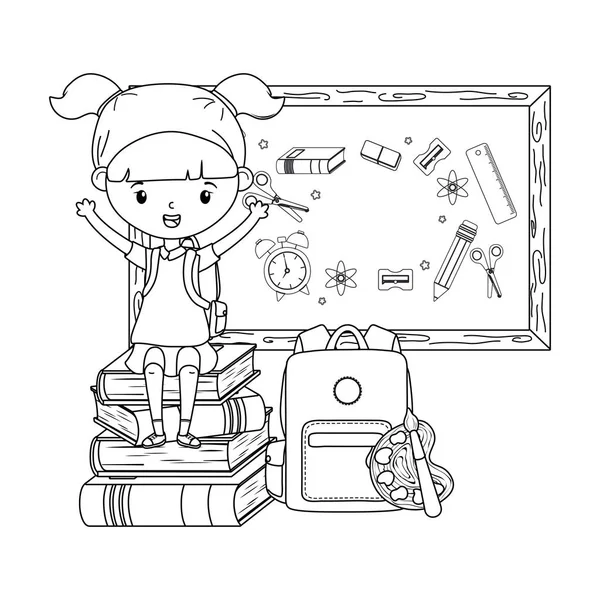 Okul ve karatahta tasarımlı kız.