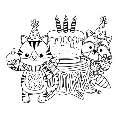 Mutlu doğum günü simgesi tasarımı ile Hayvanlar