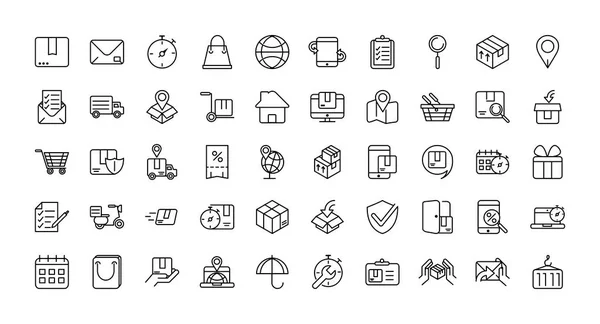 Service logistic transport delivery icons thick line — Vector de stock