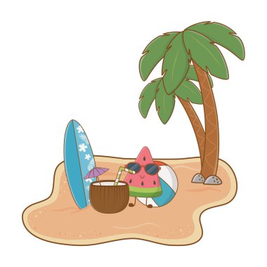 Yaz ve plaj sevimli karikatürler