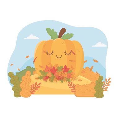 cute pumpkin foliage hello autumn