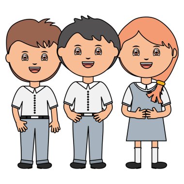 sevimli küçük öğrenciler grup karakterleri