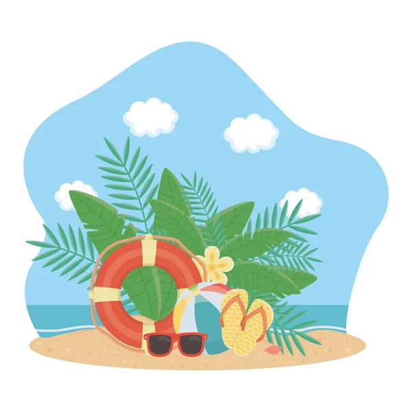 Zomer pictogram instellen ontwerp vector illustratie — Stockvector