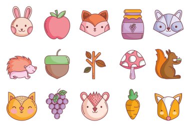 Merhaba sonbahar tasarım simgeleri koleksiyonu