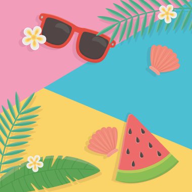 Yaz ve tatil simgesi set tasarım