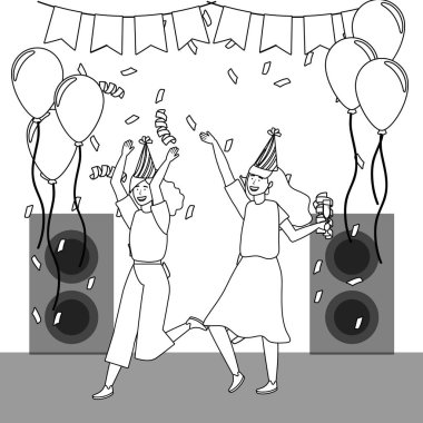 Women with party hat dancing design