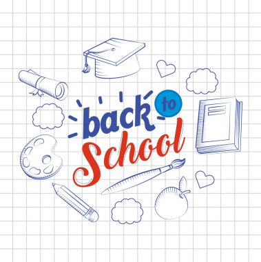 outline graduation cap with book and art palette background