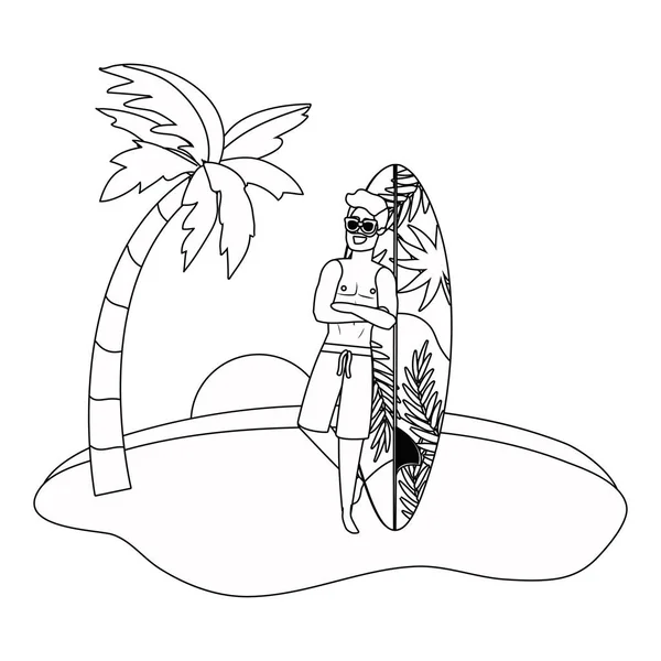 여름 수영복 디자인의 소년 — 스톡 벡터