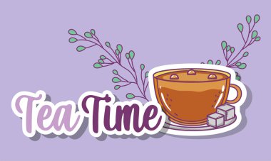 Çay saati çizimi düz tasarım
