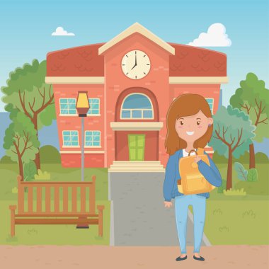 Okul tasarım kız karikatür