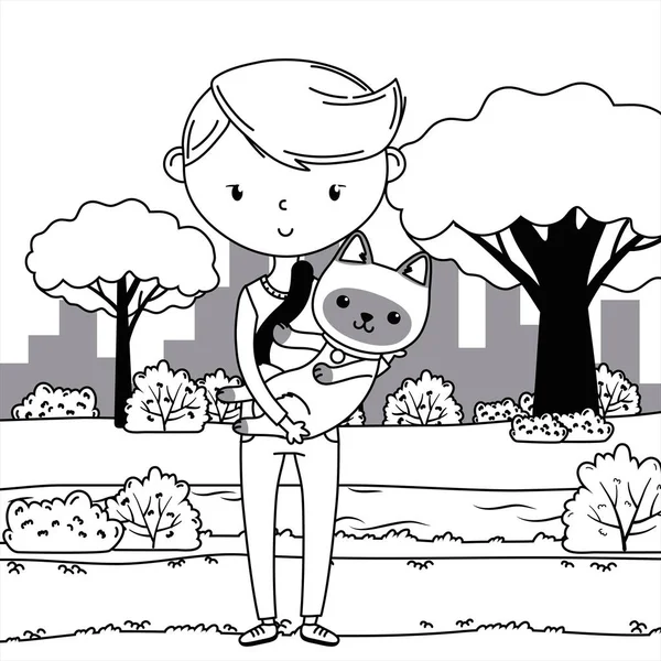 Kedi karikatür tasarımı ile çocuk