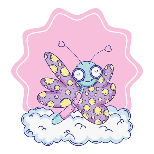 孤立蝶は漫画のデザインベクトルのイラストを描く — ストックベクタ