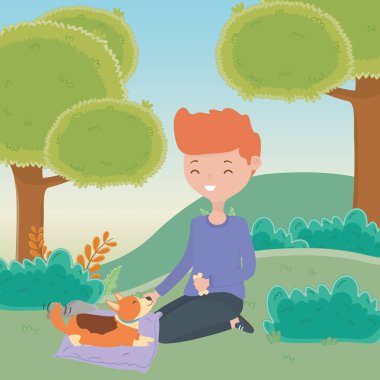 Köpek karikatür tasarımı ile çocuk