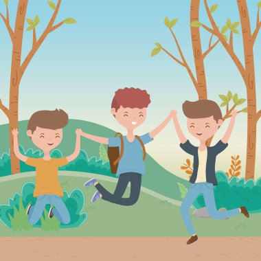 Genç erkek karikatürler tasarım vektör illüstratör