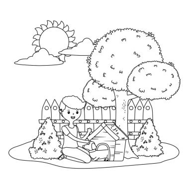 Köpek karikatür tasarımı ile çocuk