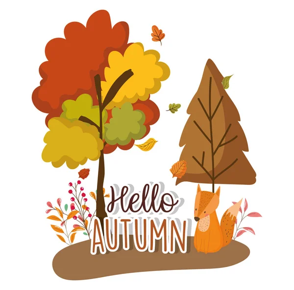Hola temporada otoño diseño plano — Archivo Imágenes Vectoriales