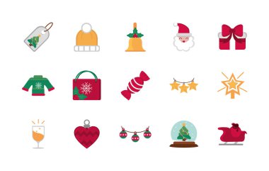 celebration decoration happy christmas icons collection