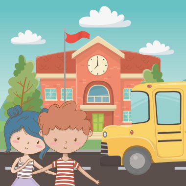 Genç çocuk ve kız karikatür tasarım