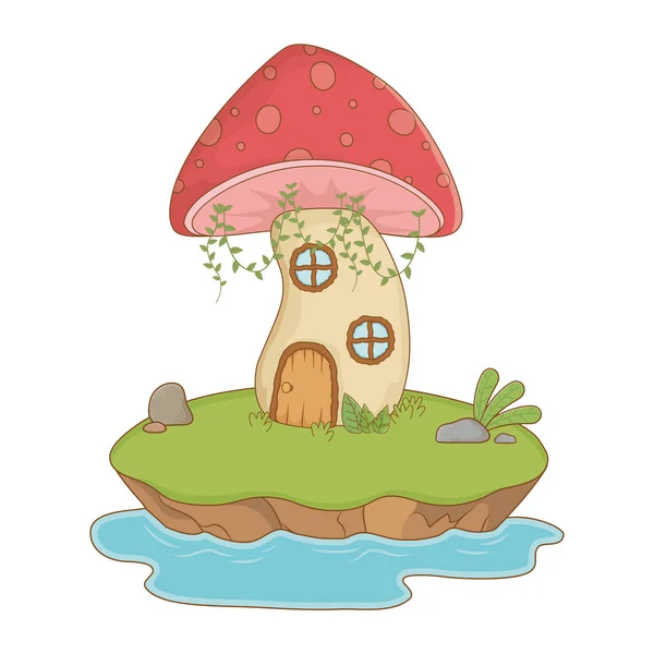 Paddestoel huis van Fairytale ontwerp vector illustratie — Stockvector