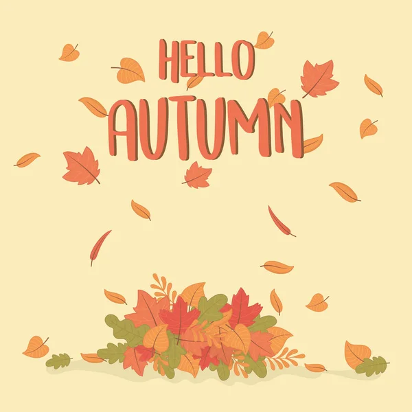 Hello autumn season leafs scene — Stock vektor