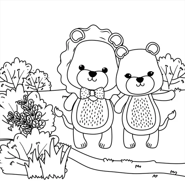 Dişi aslan ve aslan tasarım çift