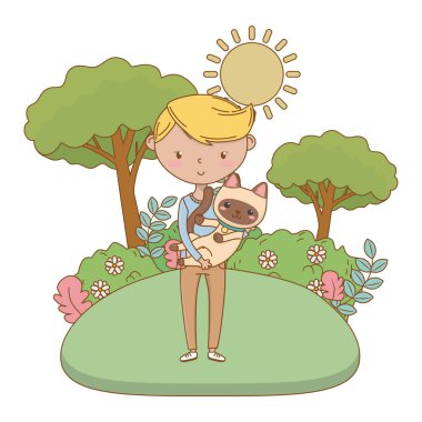 Kedi karikatür tasarımı ile çocuk