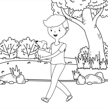 Köpek karikatür tasarımı ile çocuk