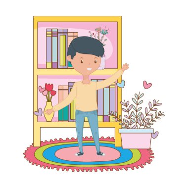 Genç çocuk karikatür tasarım vector Illustrator