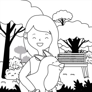 Köpek karikatür tasarımı ile kız