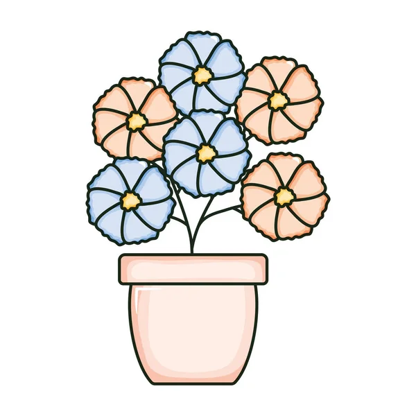 Красивые цветы сад в керамический горшок — стоковый вектор