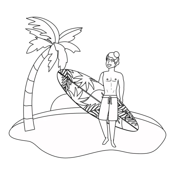 여름 수영복 디자인의 소년 — 스톡 벡터