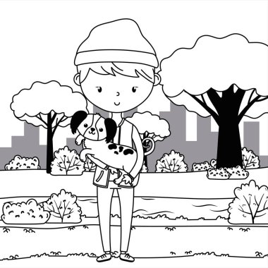 Köpek karikatür tasarımı ile çocuk