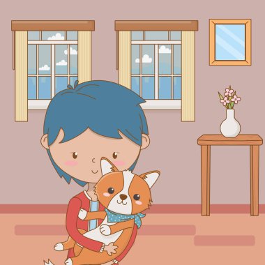 Köpek karikatür tasarımı ile çocuk