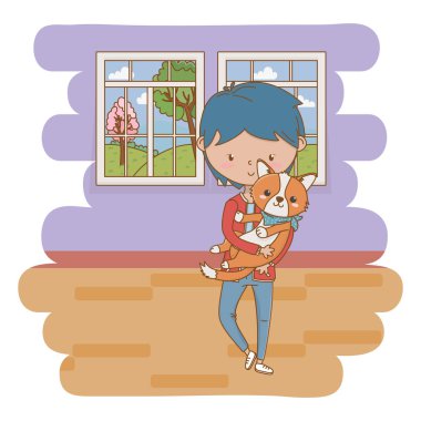 Köpek karikatür tasarımı ile çocuk