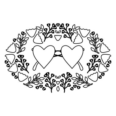 Kalpli moda gözlükleri aşk şekli ve çiçekli çelenkler