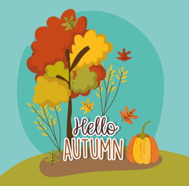 merhaba sonbahar sezonu düz tasarım