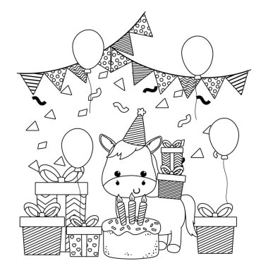 Mutlu yıllar ikon tasarımlı eşek çizgi filmi