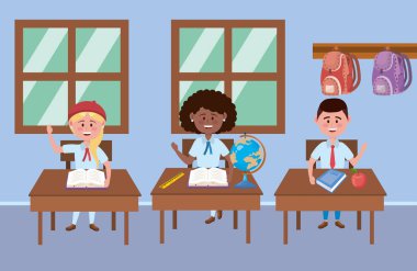 Erkek ve kız çocuklar okul tasarımı.