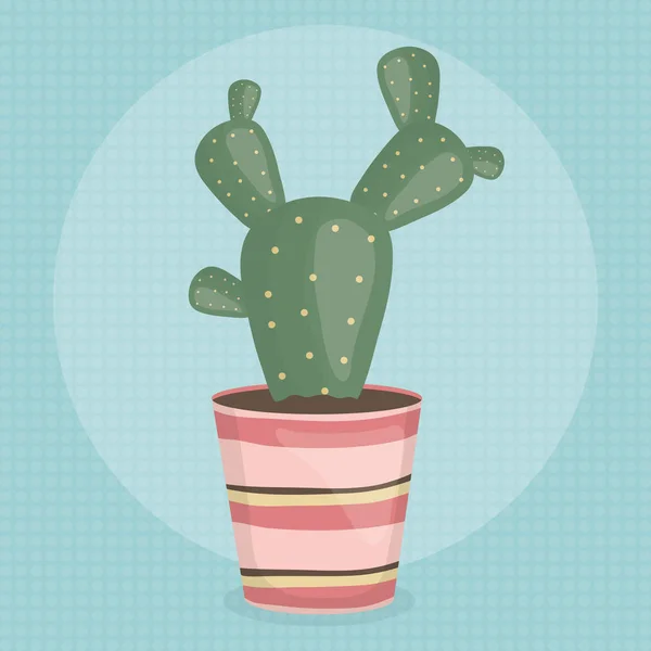 Planta de cactus exótico en maceta de cerámica — Vector de stock