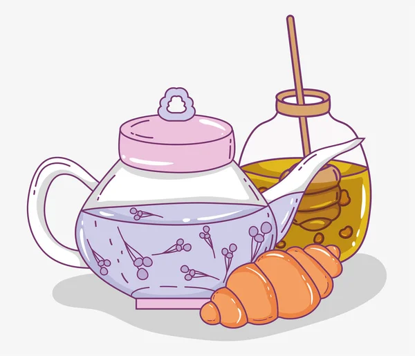 Dessin à l'heure du thé dessin à plat — Image vectorielle