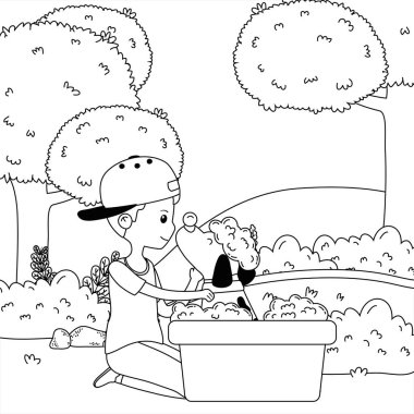 Köpek karikatür tasarımı ile çocuk