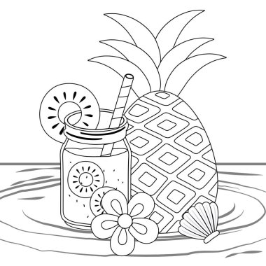 İzole ananas suyu tasarım vektör