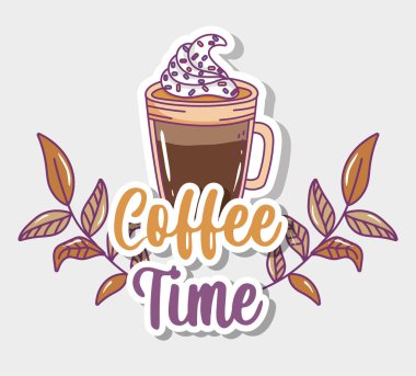 Kahve saati çizimi düz tasarım