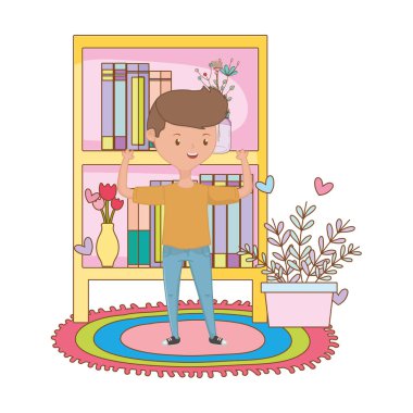 Genç çocuk karikatür tasarım vector Illustrator