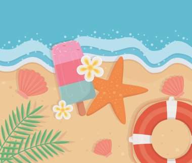 Yaz ve tatil simgesi set tasarım