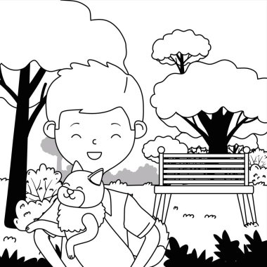 Kedi karikatür tasarımı ile çocuk