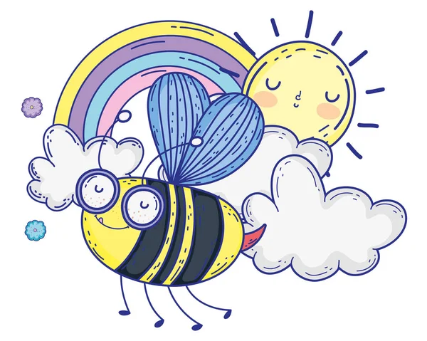 Isolated bee draw cartoon design vector illustration — Archivo Imágenes Vectoriales